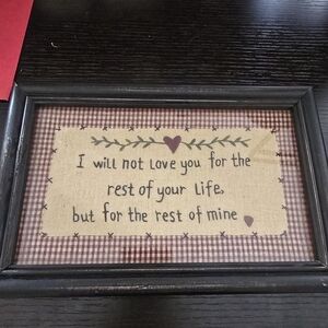 BNWT Rustic Framed Handmade Love Quote Sign with Heart Accent